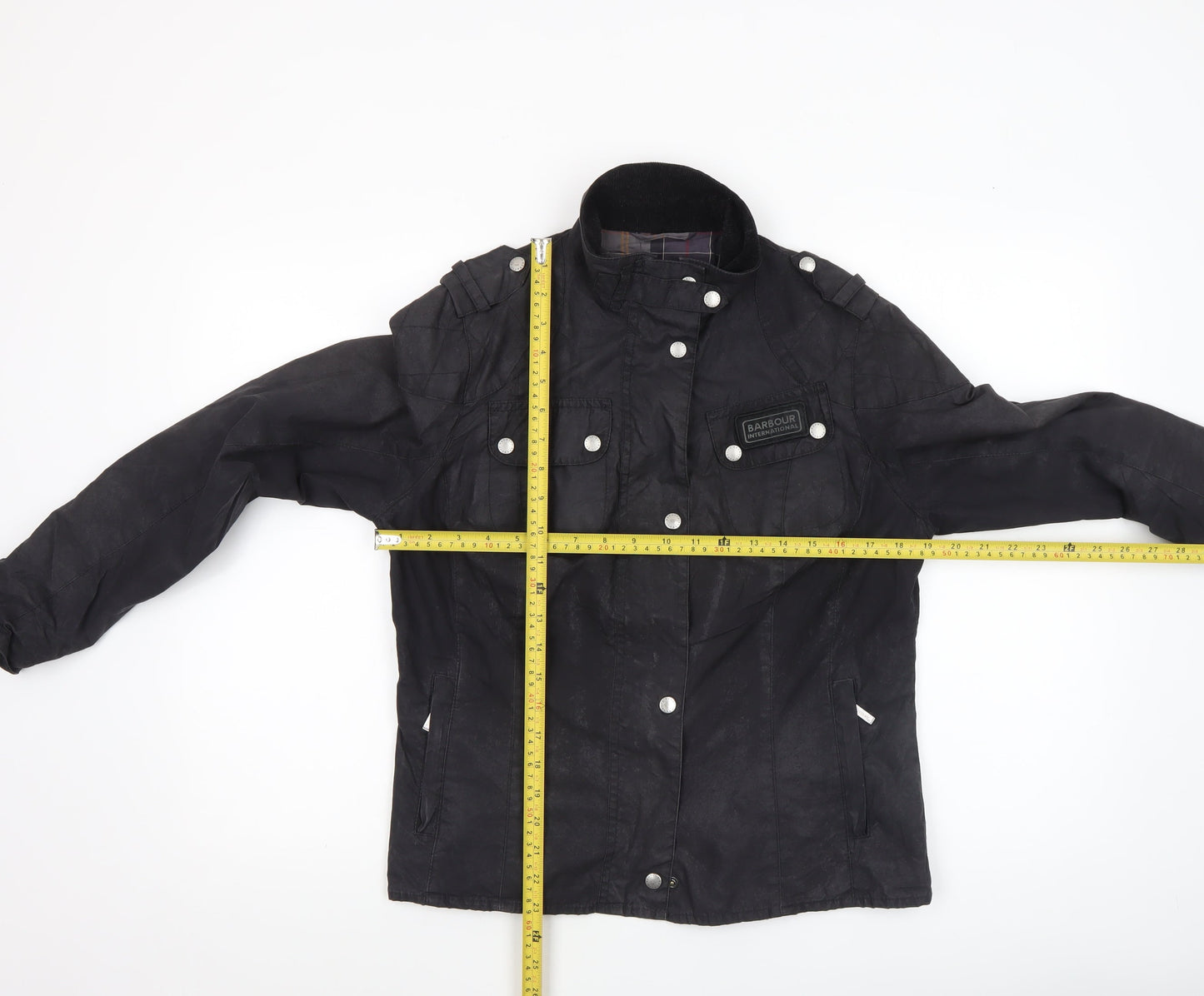 Barbour Womens Black Waxed Cotton Motorcycle Jacket UK 14