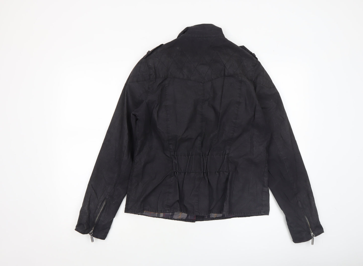 Barbour Womens Black Waxed Cotton Motorcycle Jacket UK 14
