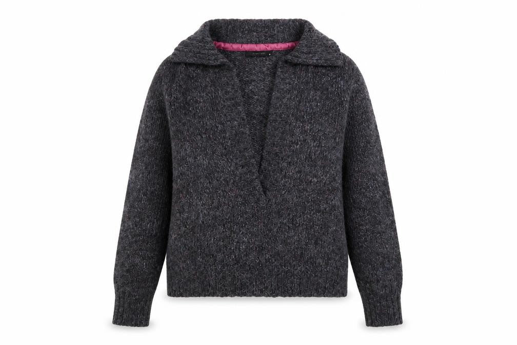 Greenhouse Womens Grey Mohair Blend V-Neck Chunky Knit Jumper M