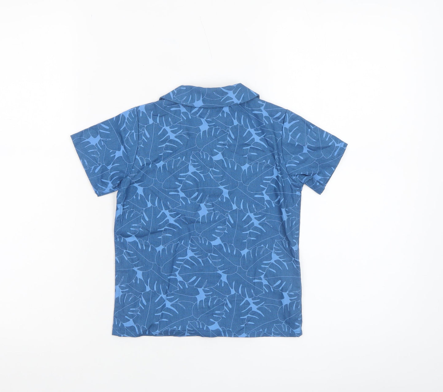 John Lewis Boys Blue Leaf Print Cotton Linen Button-Up Shirt 24 Months