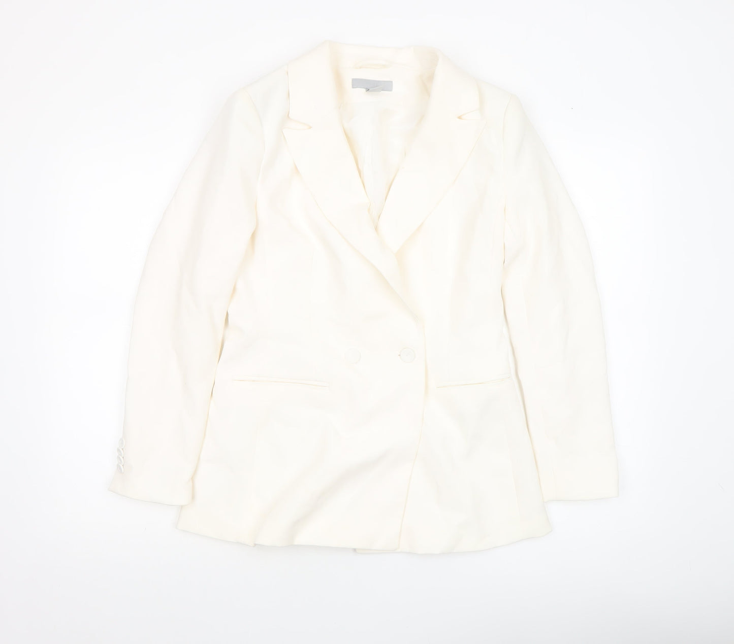 H&M Women Ivory Double-Breasted Regular Fit Blazer Size 10