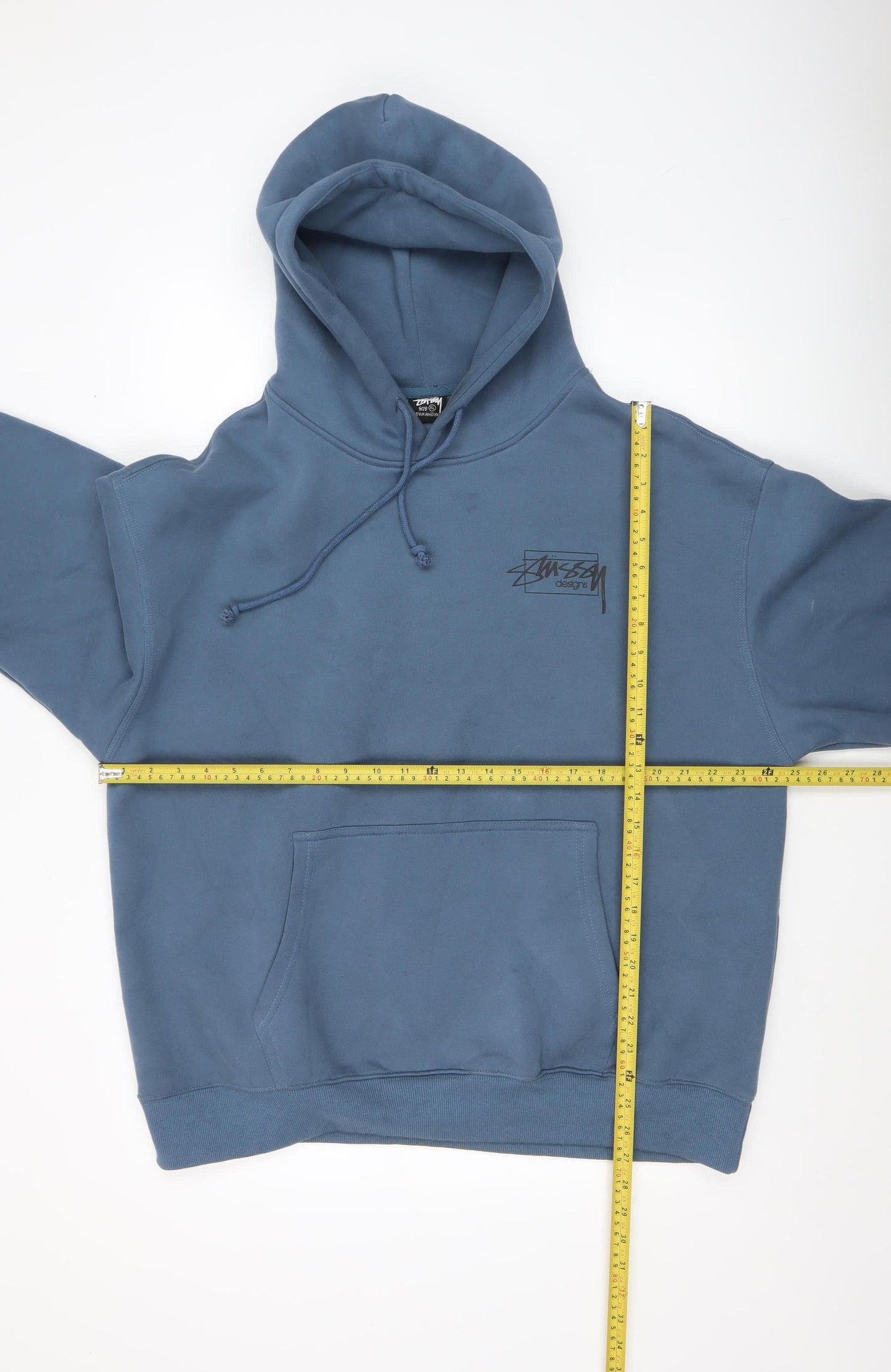 Stussy Men’s Blue Pullover Hoodie XL Fleece Graphic Print Streetwear