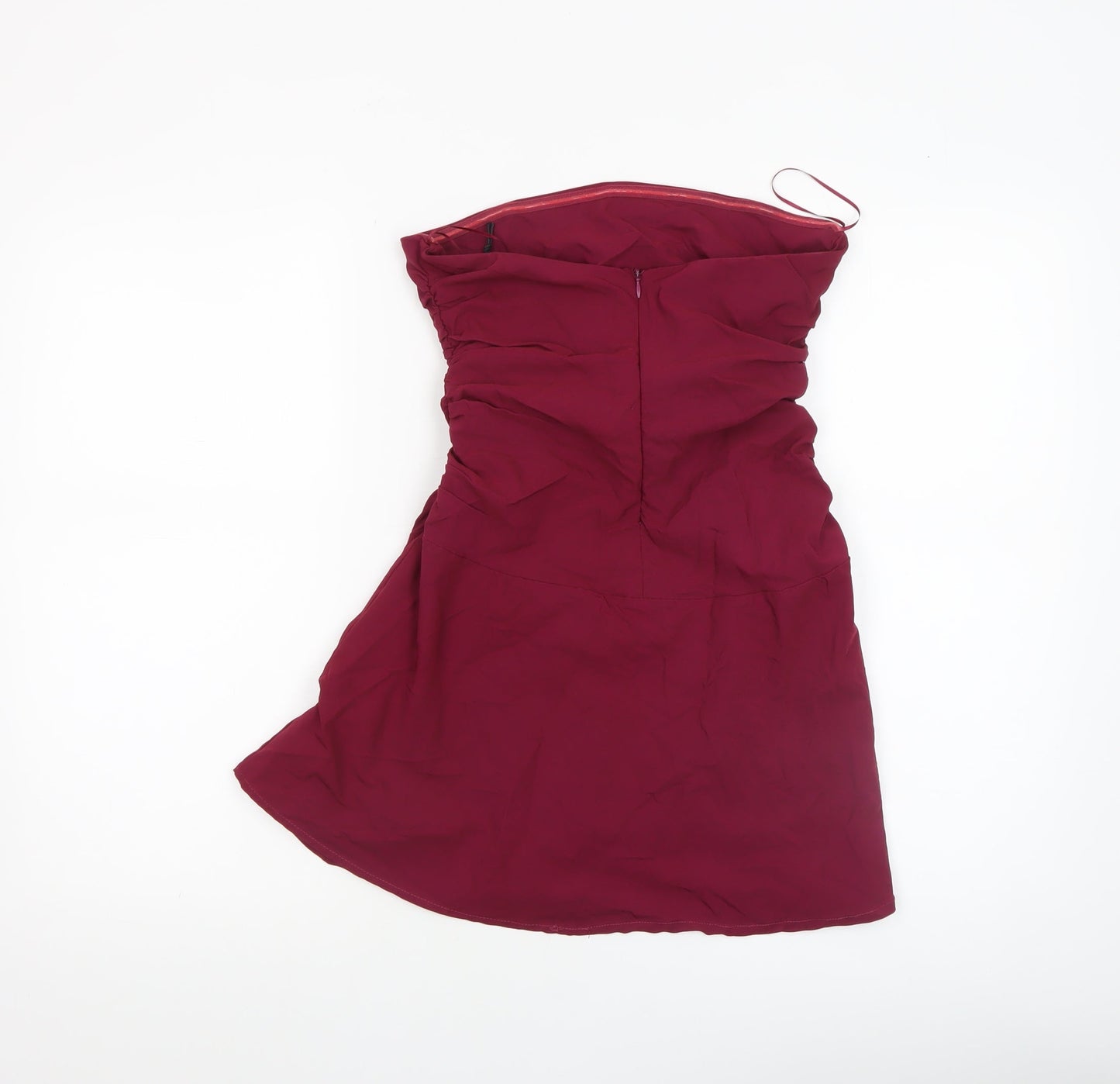 Bershka Women Red Strapless Bodycon Short Dress Size 12