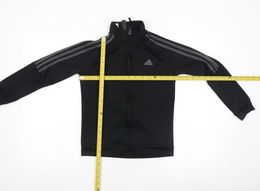 adidas Boys Black 9-10 Years Track Jacket Full Zip Lightweight Sportswear