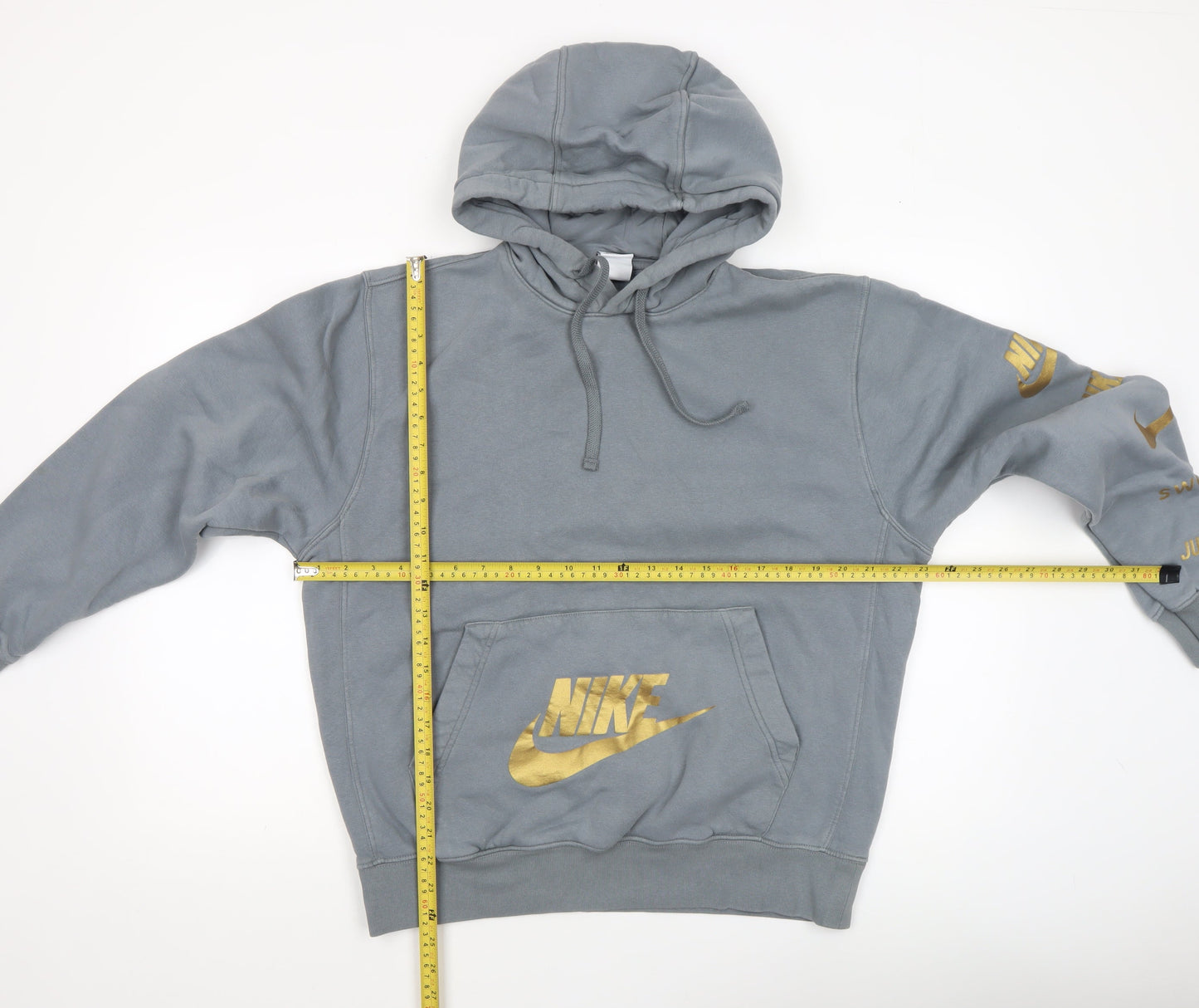 Nike Women’s Grey Pullover Hoodie Gold Logo M