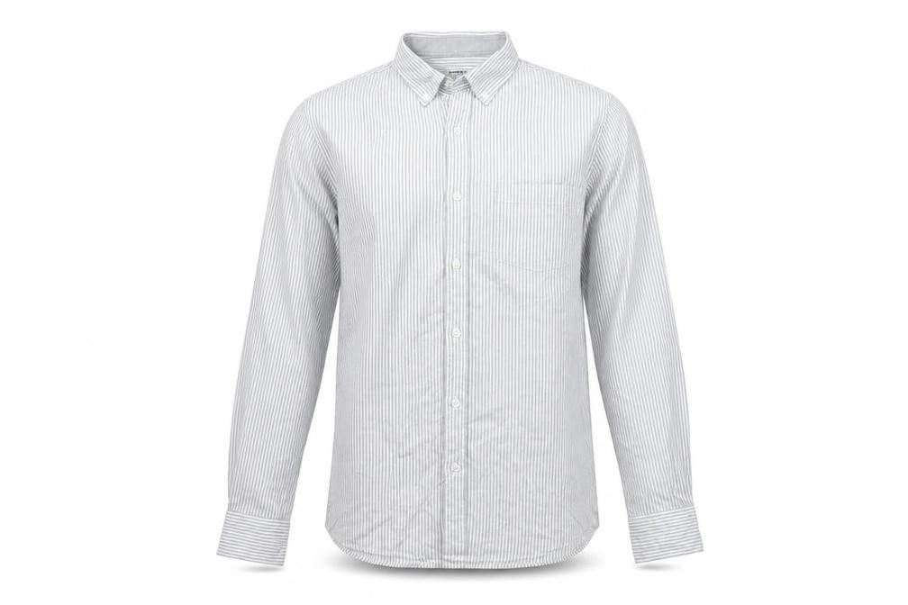 Dunnes Men’s Grey Striped Regular Fit Cotton Long Sleeve Shirt M