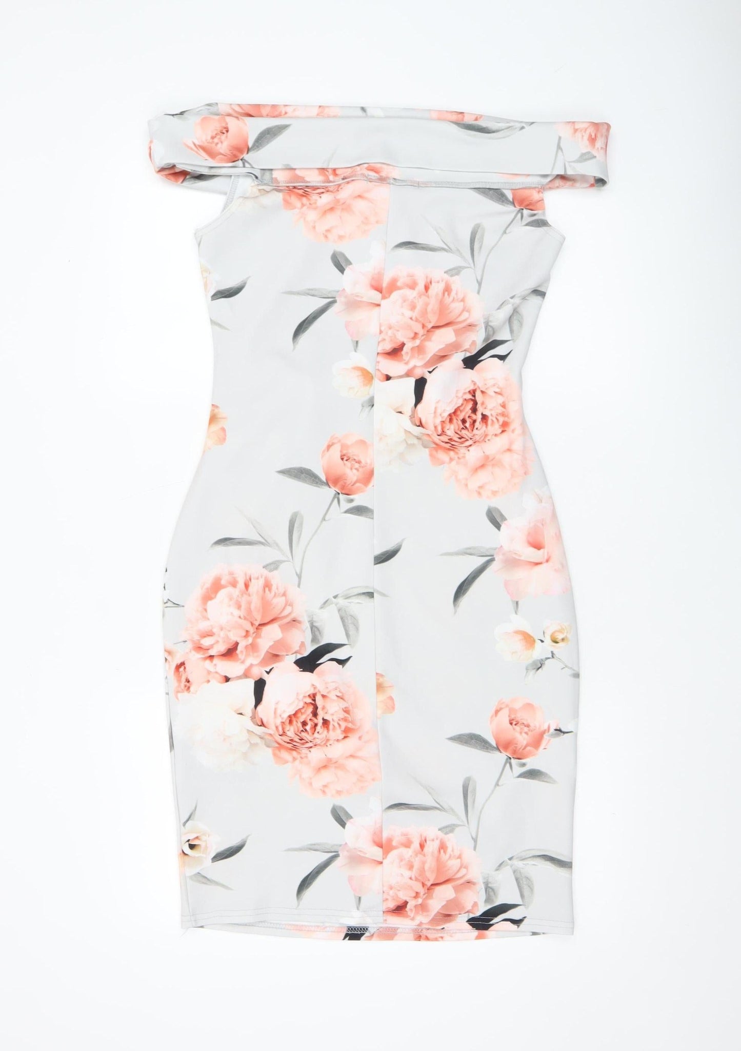 Quiz Womens Multicoloured Size 12 Off Shoulder Floral Bodycon Dress