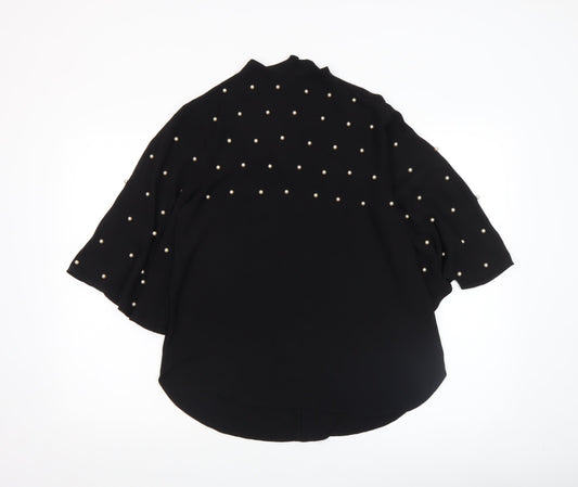 River Island Women’s Black Beaded Kimono Sleeve Blouse Size 8