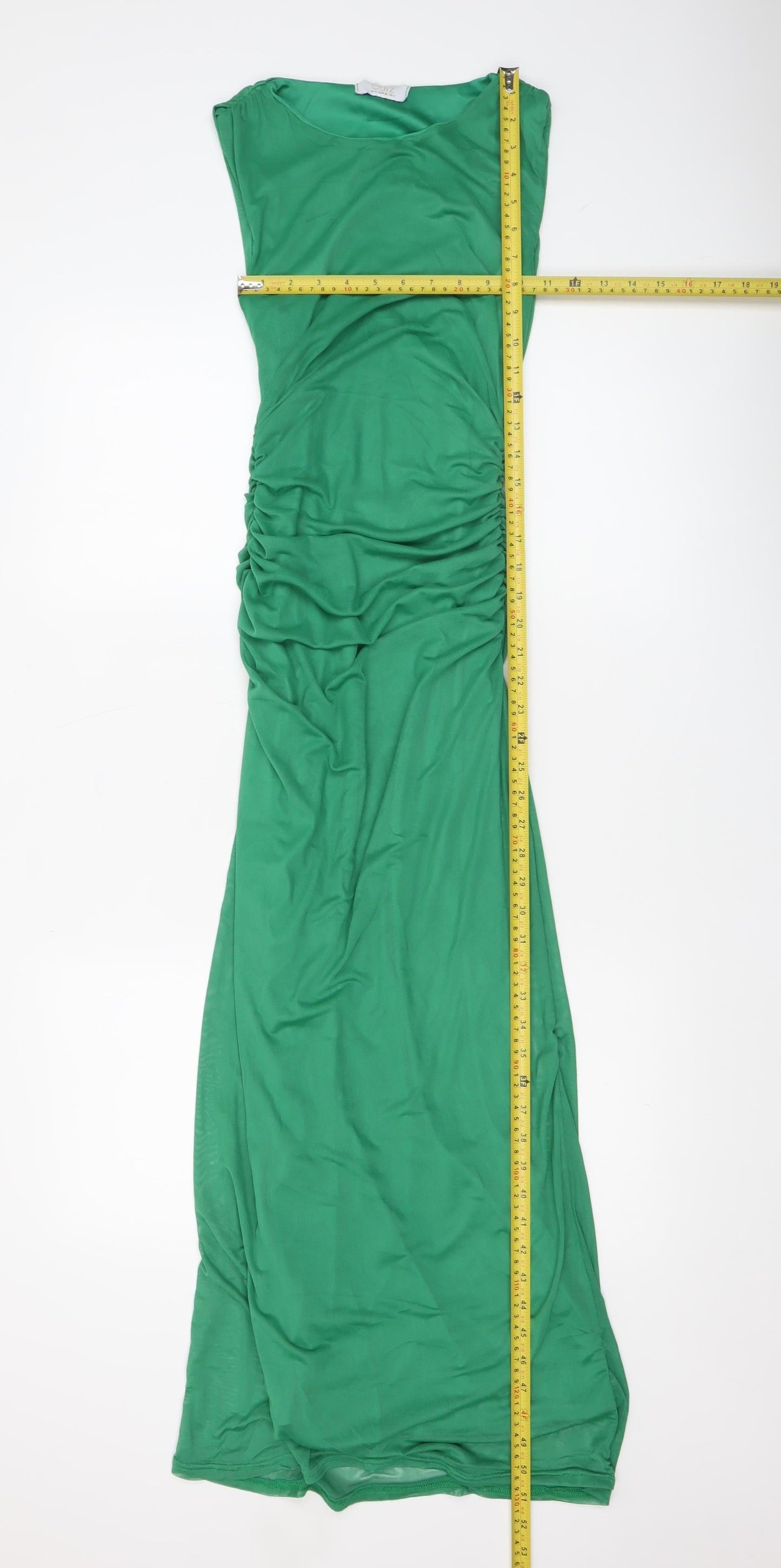 Quiz Women's Green Long Bodycon Dress Size 6 Sleeveless Ruched