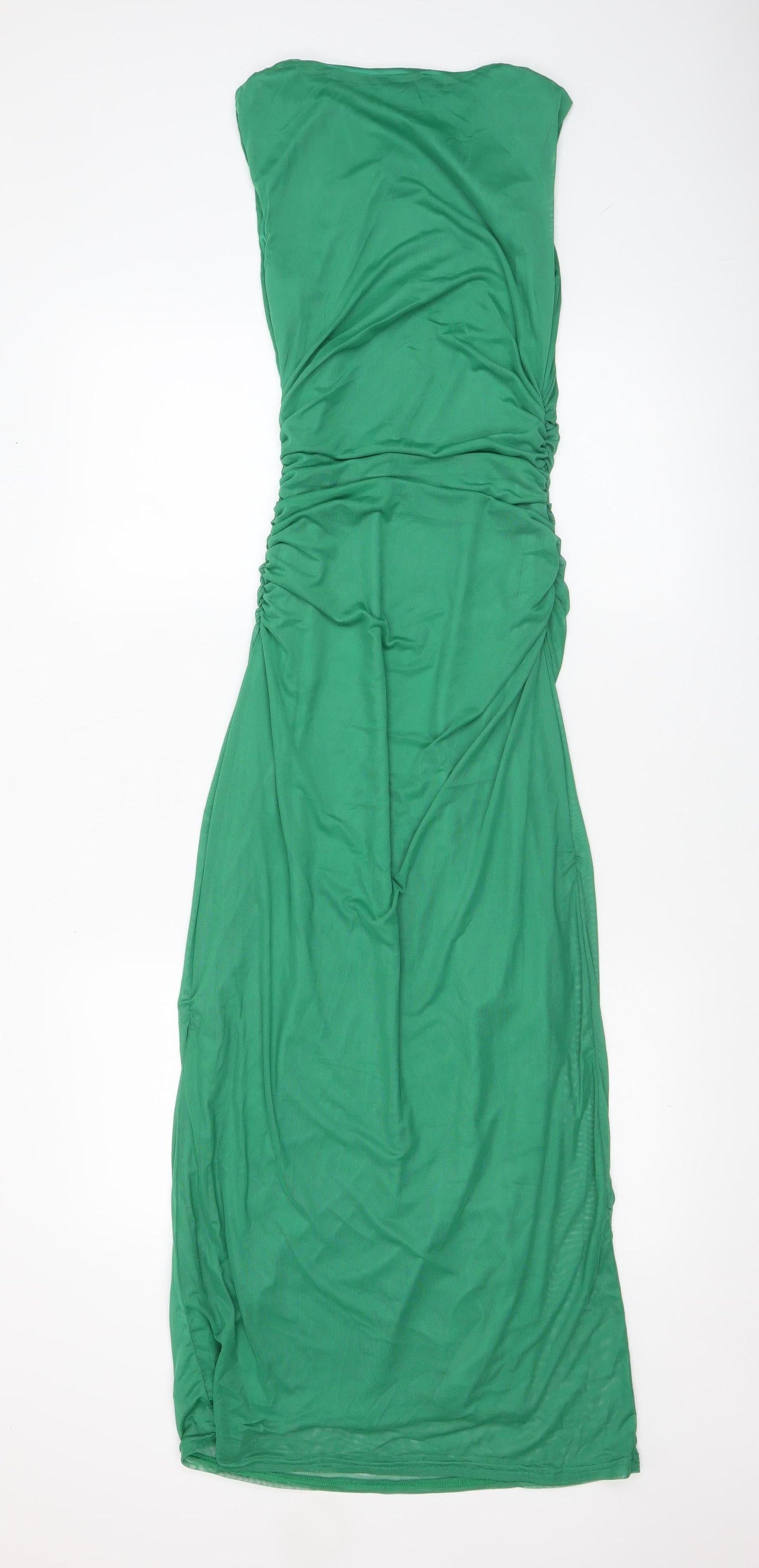 Quiz Women's Green Long Bodycon Dress Size 6 Sleeveless Ruched