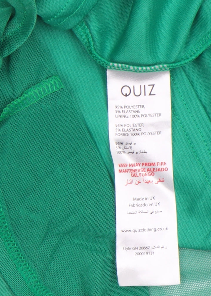 Quiz Women's Green Long Bodycon Dress Size 6 Sleeveless Ruched