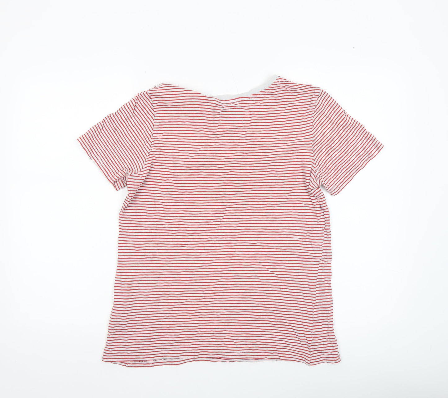 Superdry Women Red White Striped Cotton T-Shirt UK 12