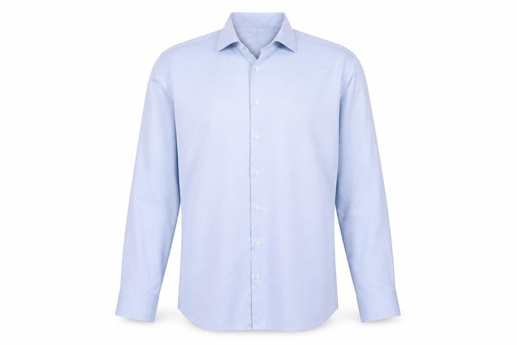 Eterna Men's Blue Slim Fit Long Sleeve Cotton Dress Shirt 17in Collar