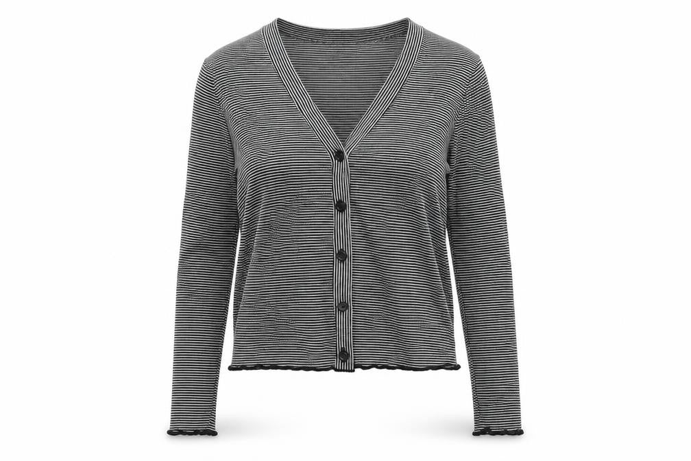 One Clothing Women’s Black Striped V-Neck Button Cardigan XS