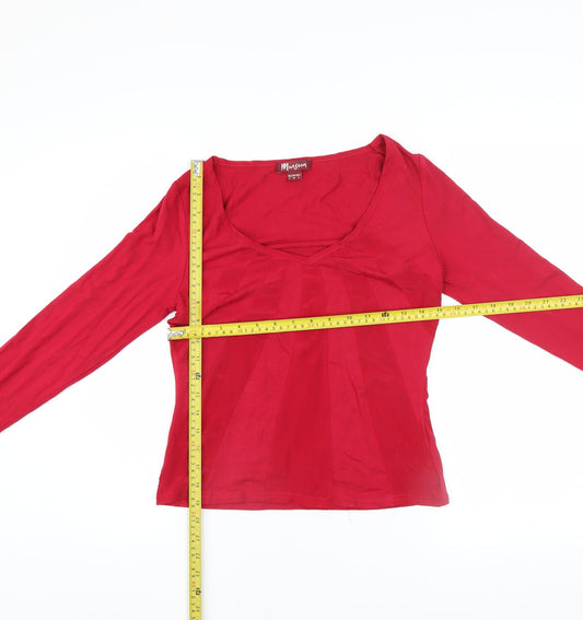 Monsoon Women's Red Long Sleeve V-Neck Cotton Top Size 8