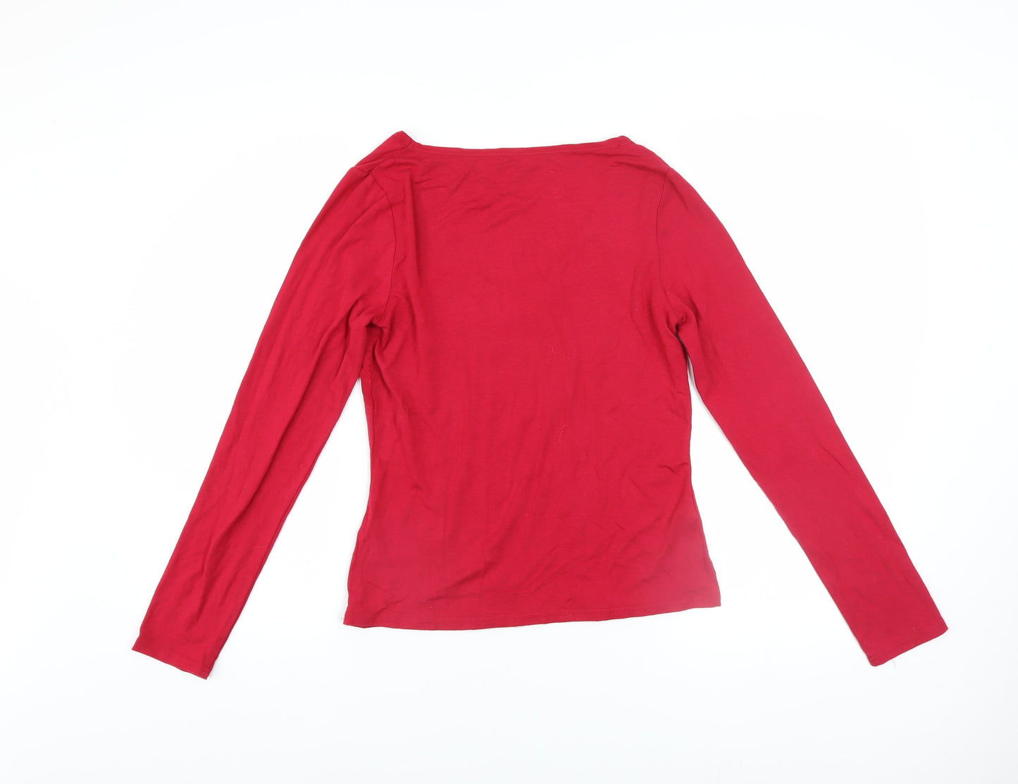 Monsoon Women's Red Long Sleeve V-Neck Cotton Top Size 8