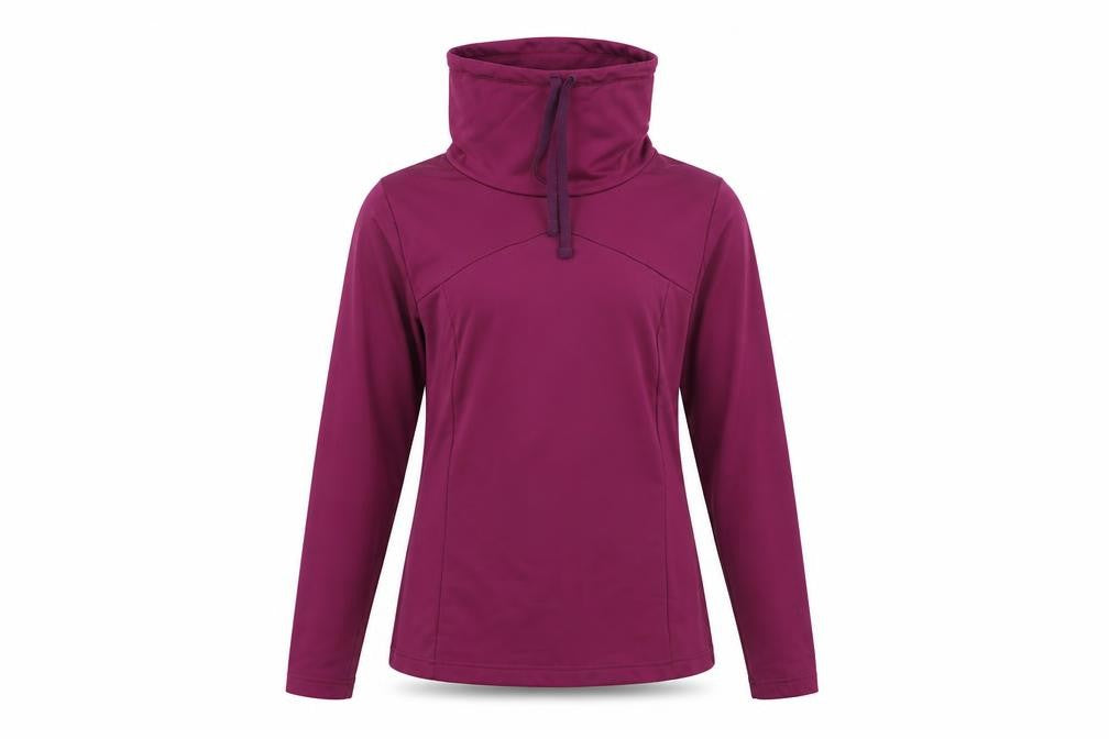 Decathlon Women Burgundy Pullover Hoodie L Polyester Drawstring Warm Top