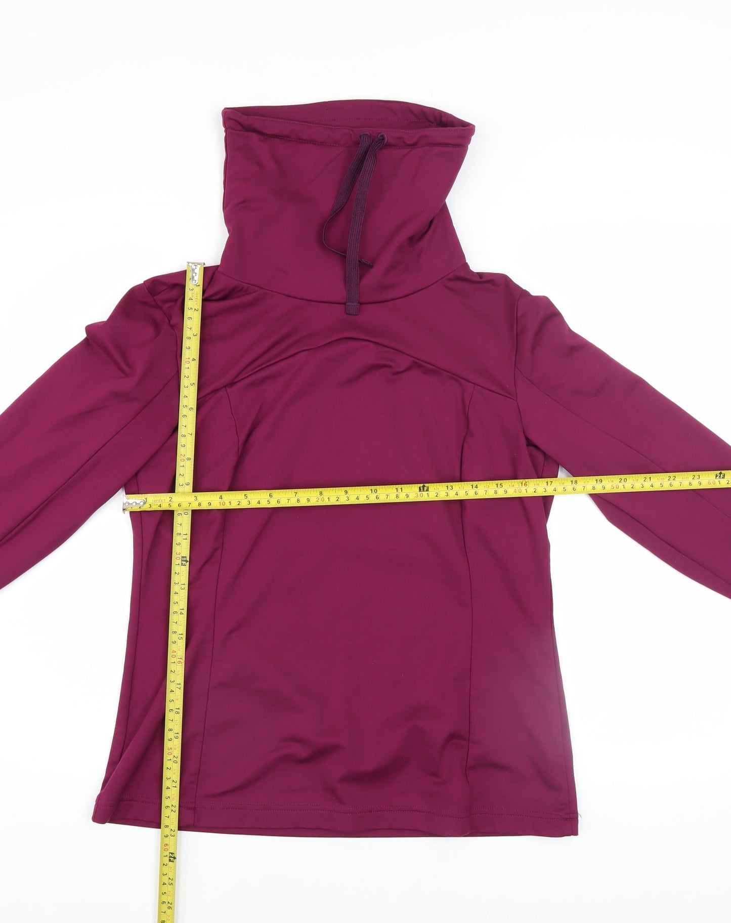 Decathlon Women Burgundy Pullover Hoodie L Polyester Drawstring Warm Top