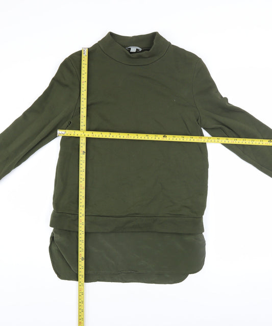COS Womens Green XS Pullover Sweatshirt With Mock Neck and Silk Hem