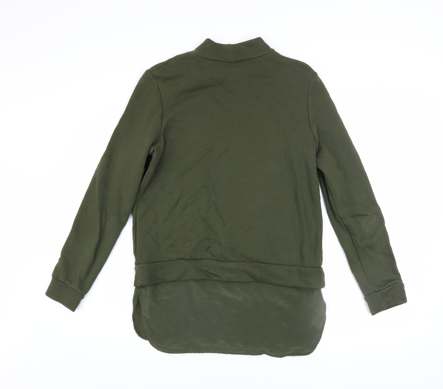 COS Womens Green XS Pullover Sweatshirt With Mock Neck and Silk Hem