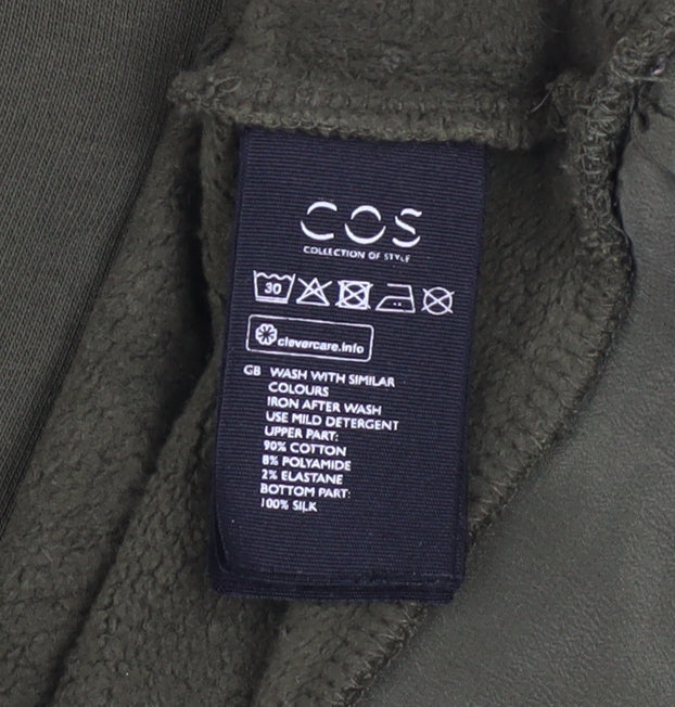 COS Womens Green XS Pullover Sweatshirt With Mock Neck and Silk Hem