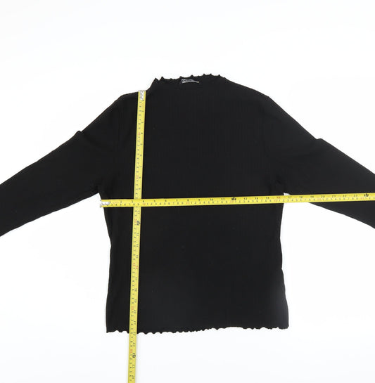 ONLY Women's Black High Neck Long Sleeve Jersey Top Size XL