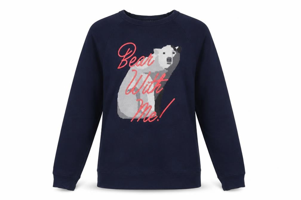 H&M Women's Navy Blue Polar Bear Graphic Pullover Sweatshirt Size Small