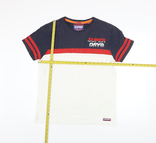 Superdry Men's Blue Red White Regular Fit Cotton T-Shirt Size L