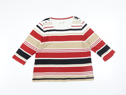 Desigual Women’s Multicoloured Striped 3/4 Sleeve Cotton T-Shirt Size 18