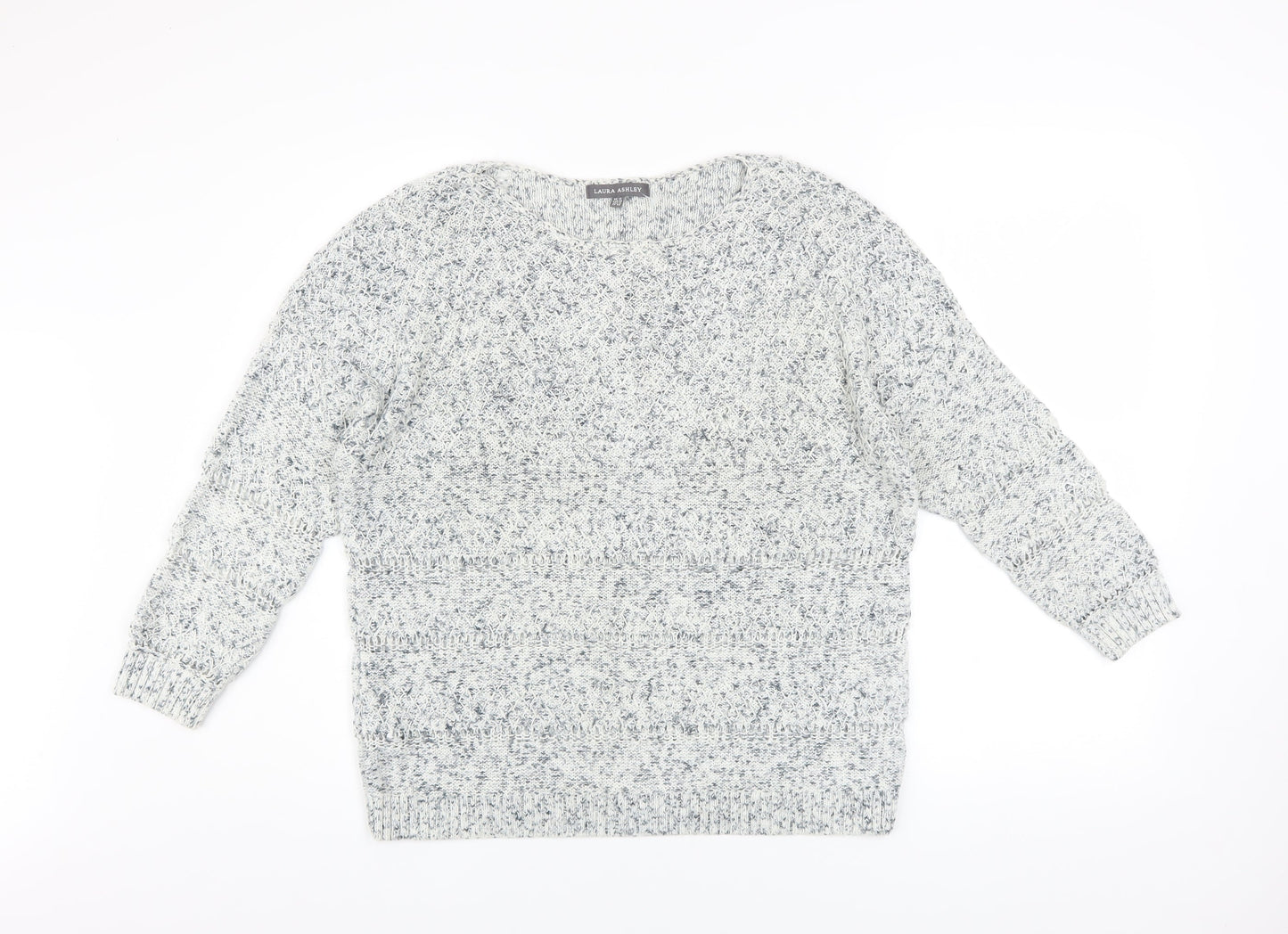 Laura Ashley Womens Grey Knit Cotton Pullover Jumper Size 12