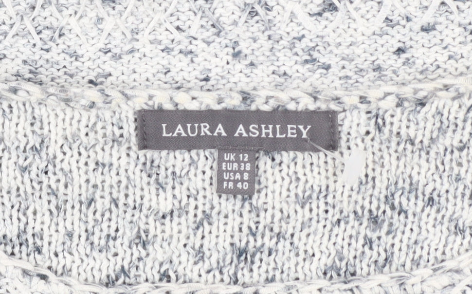 Laura Ashley Womens Grey Knit Cotton Pullover Jumper Size 12