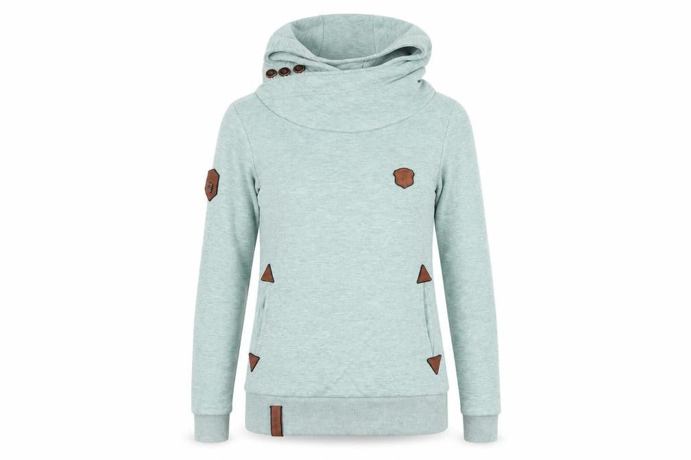 Naketano Women’s Green Hoodie Small Cotton Blend Funnel Neck