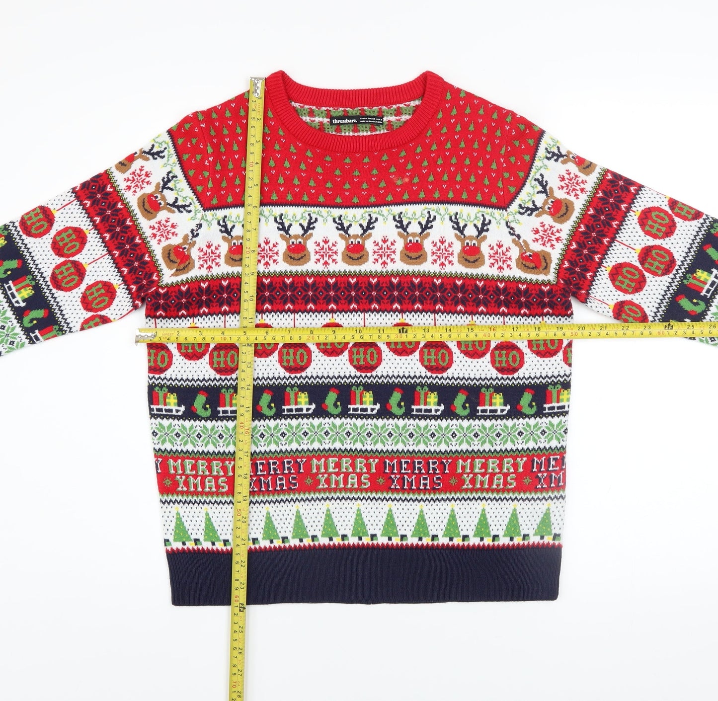 Threadbare Women's Multicoloured Christmas Fair Isle Jumper Size 10