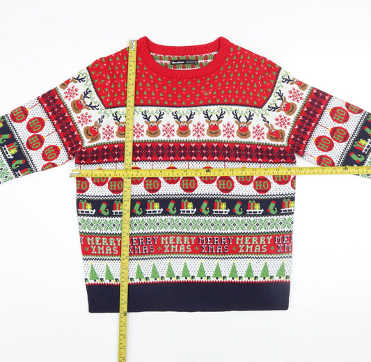 Threadbare Women's Multicoloured Christmas Fair Isle Jumper Size 10