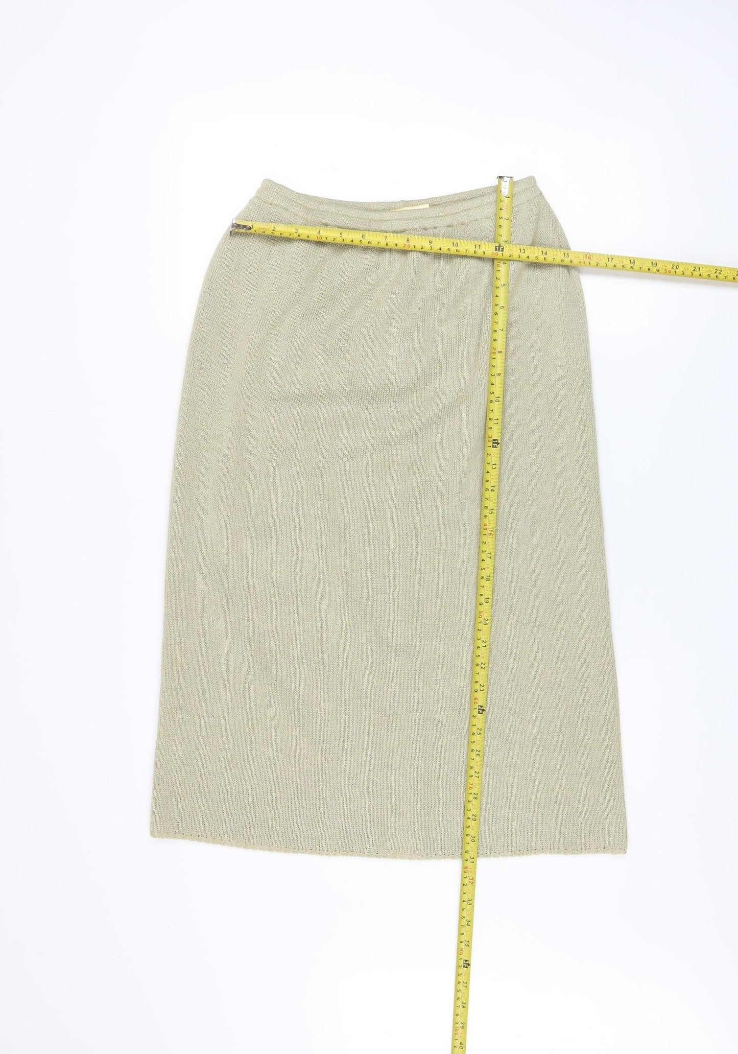 Reny Martan Women's Beige Knit Midi Pencil Skirt Size 10