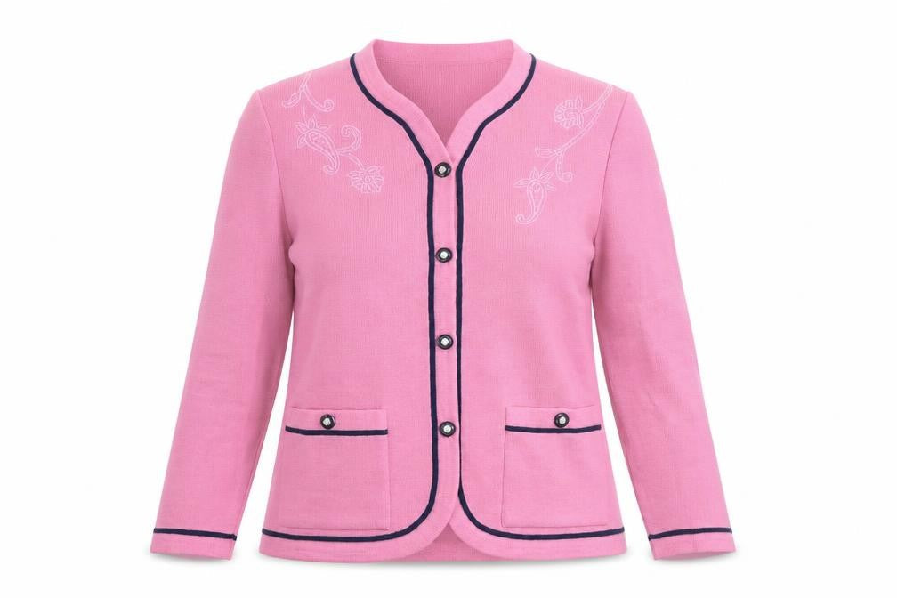 Sempre Women’s Pink Embroidered Wool Blend Button Jacket Size 12