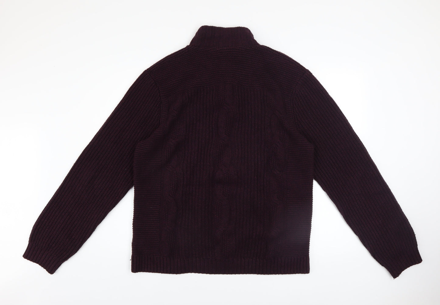 Ted Baker Mens Purple Cable-Knit Henley Jumper Size XL