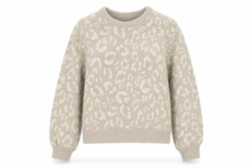 Marks and Spencer Women Beige Animal Print Pullover Jumper XS