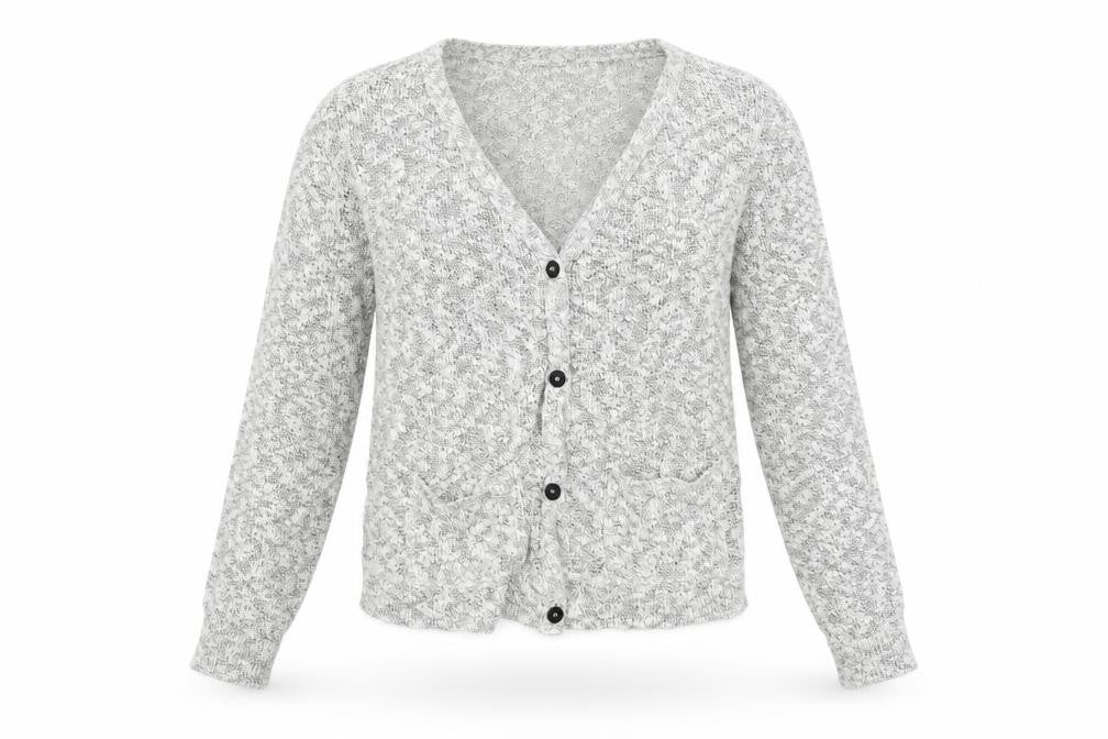Calvin Klein Jeans Women's Grey Cotton Blend V-Neck Cardigan Size S