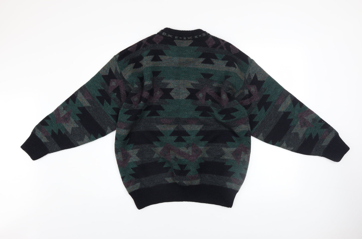 Burton Men's Multicoloured Aztec Wool Blend Crew Neck Jumper M