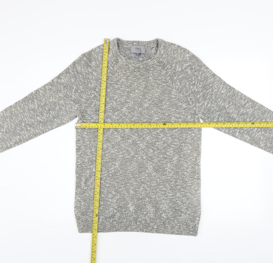 Marks and Spencer Men's Grey Cotton Crew Neck Jumper Size S