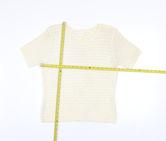 Country Casuals Women’s Ivory Knit Short Sleeve Top Size L