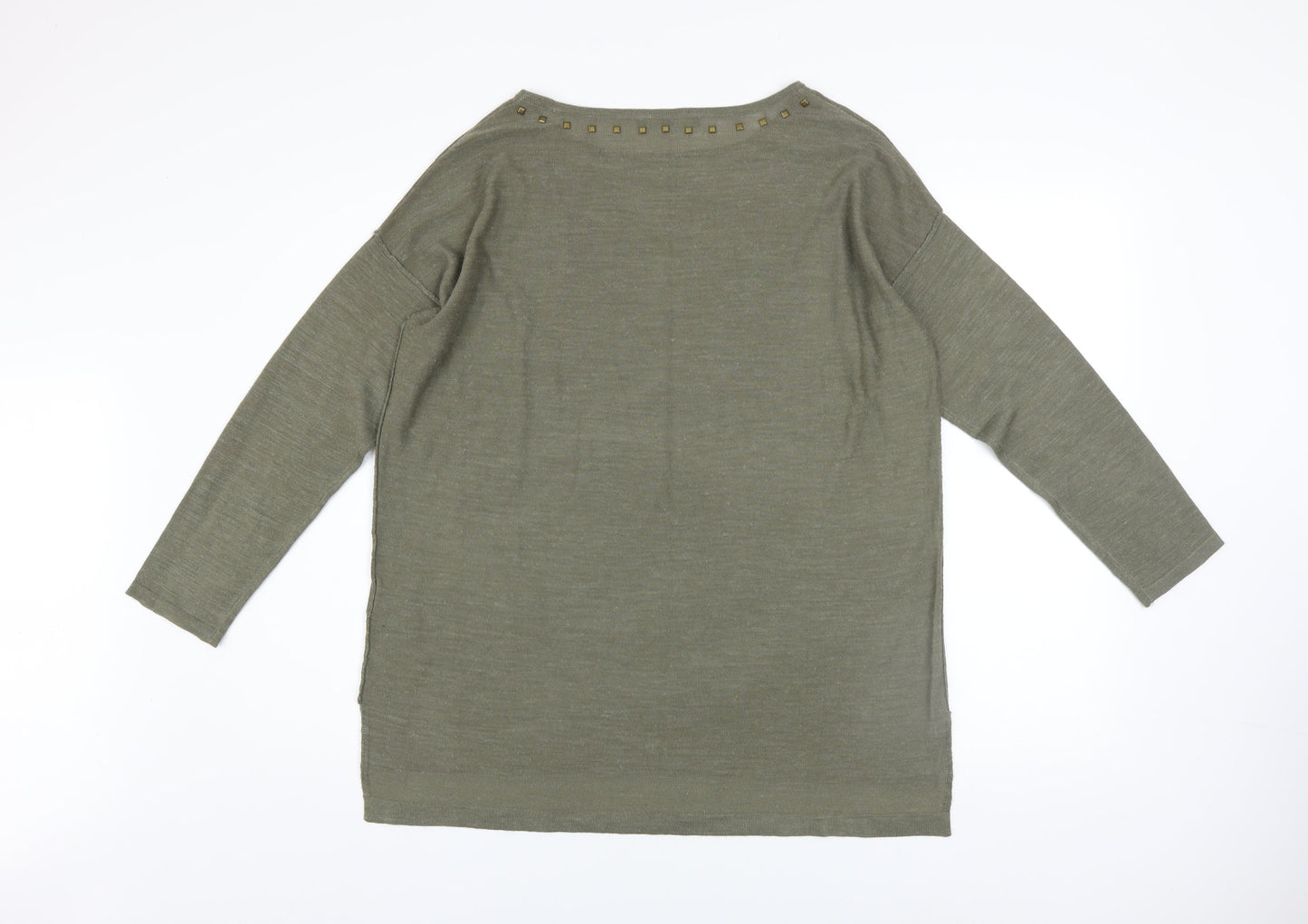Marks and Spencer Women’s Green Size 14 Studded Boat Neck Jumper