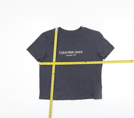 Calvin Klein Jeans Women's Black XS Cropped Cotton T-Shirt