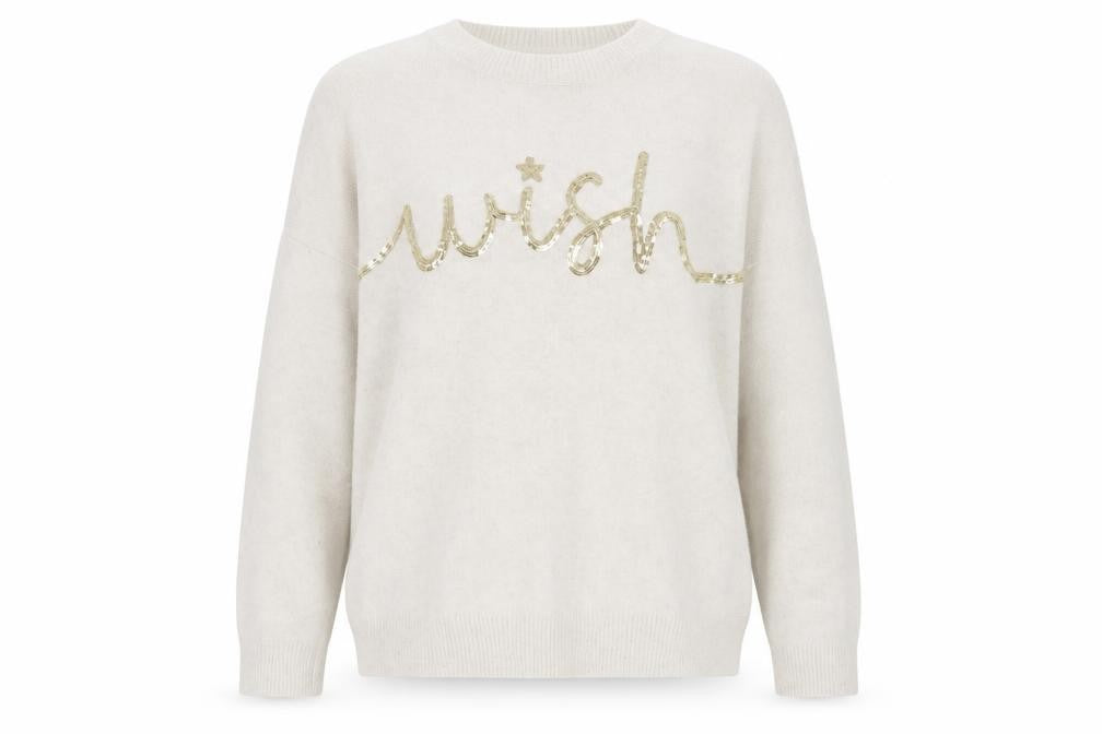 Marks and Spencer Women’s Ivory Sequin ‘Wish’ Pullover Jumper XL