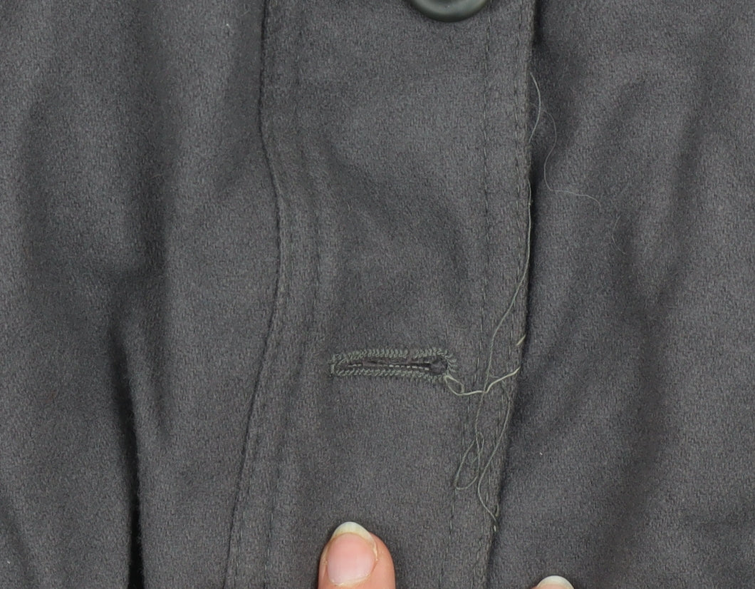 JS Styled in Italy Men's Grey Wool Bomber Jacket Size 46 with Leather Trim