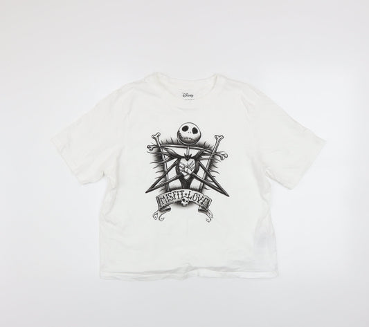 Disney at Primark Women's White Jack Skellington Graphic T-Shirt Size S
