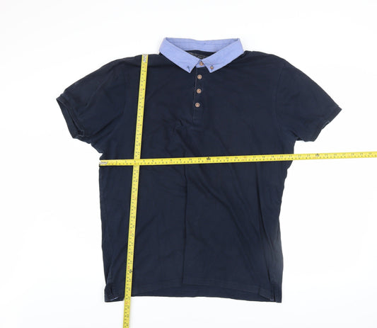 Red Herring Men's Blue Cotton Short Sleeve Polo Shirt XL