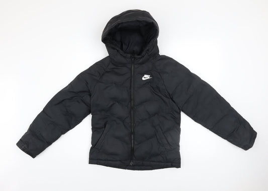 Nike Boys Black Hooded Puffer Jacket Size 10-11 Years