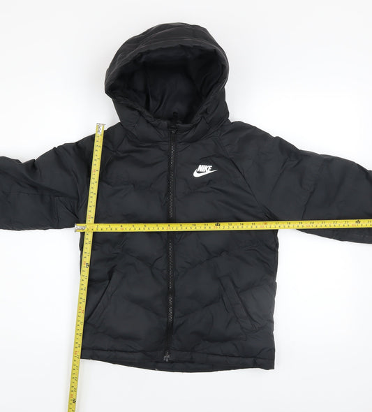 Nike Boys Black Hooded Puffer Jacket Size 10-11 Years